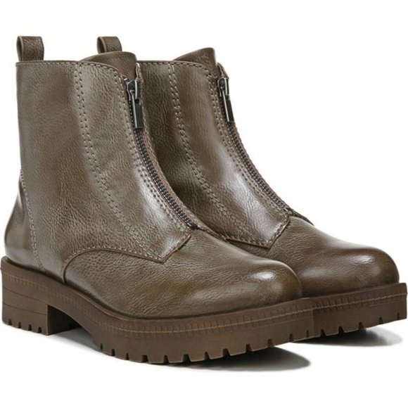 LifeStride Sanibelle Booties Zip Front Lug Sole Boots Stone Brown Size 8 NEW - Picture 1 of 7